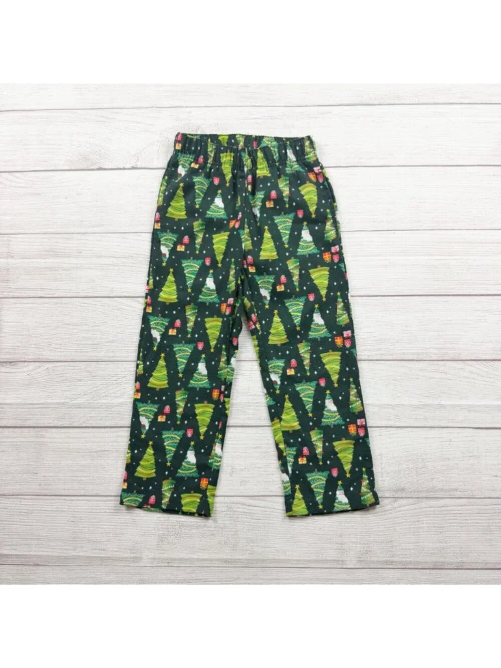 Old Navy Christmas Tree Pajama Set Buttoned Collared Green XS 5